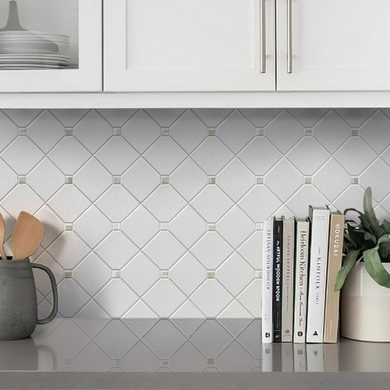 Alaska 11.4" x 11.4" Thassos & Shell Mosaic by MiR Mosaic