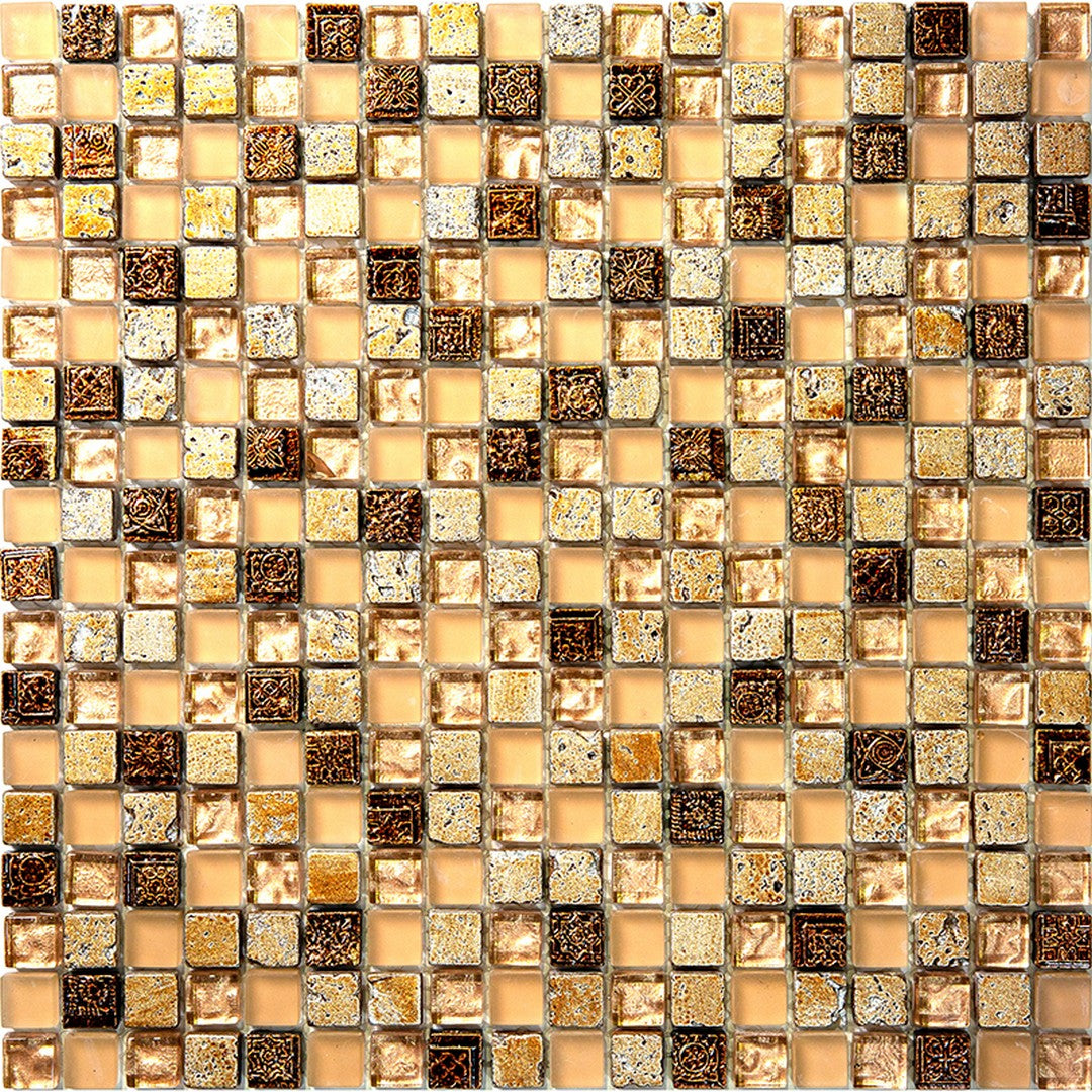 Inka 11.7" x 11.7" Glass & Resin & Stone 0.6" Mosaic by MiR Mosaic