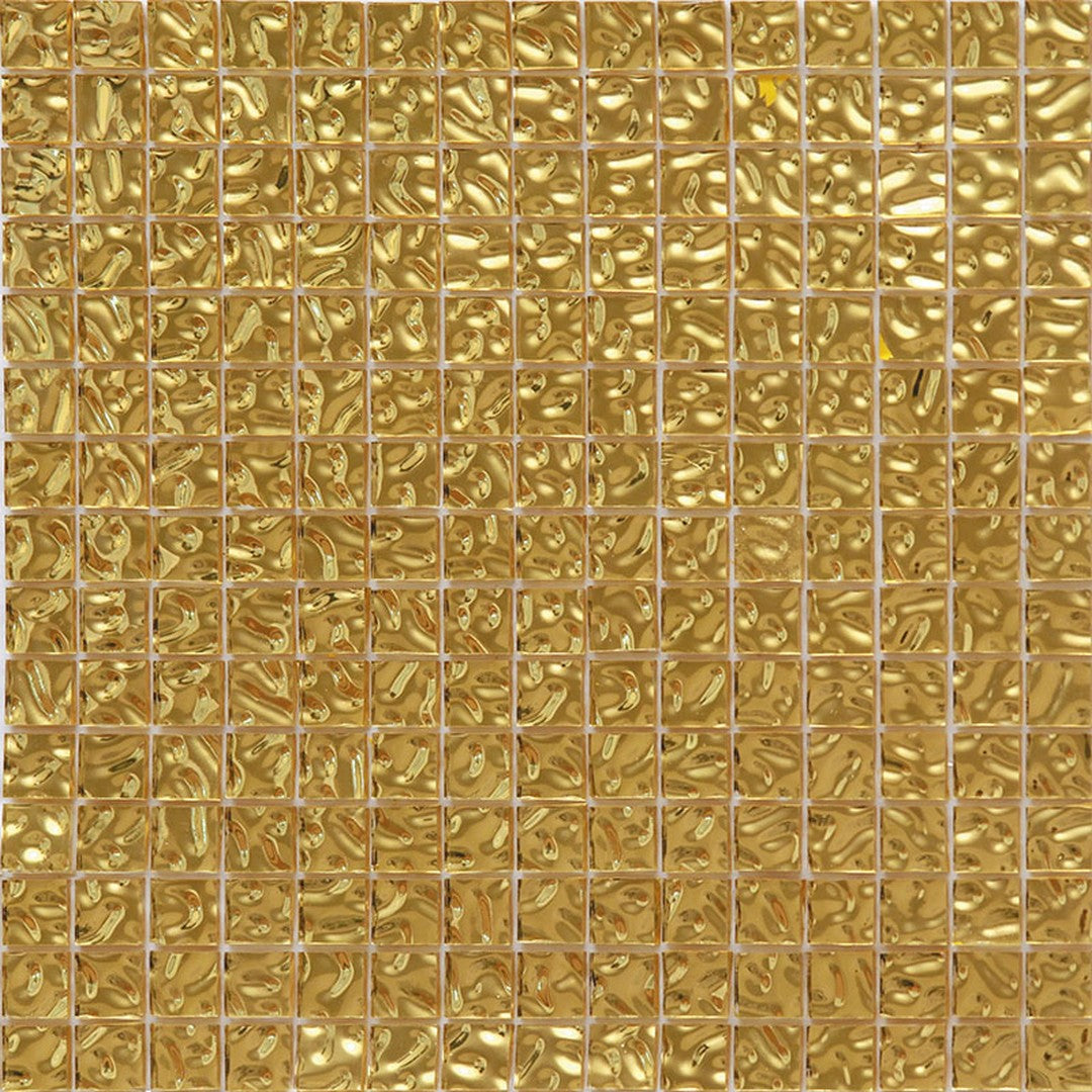 Alma F Gold 0.8" Glossy 12" x 12" Deco Glass Mosaic by MiR Mosaic
