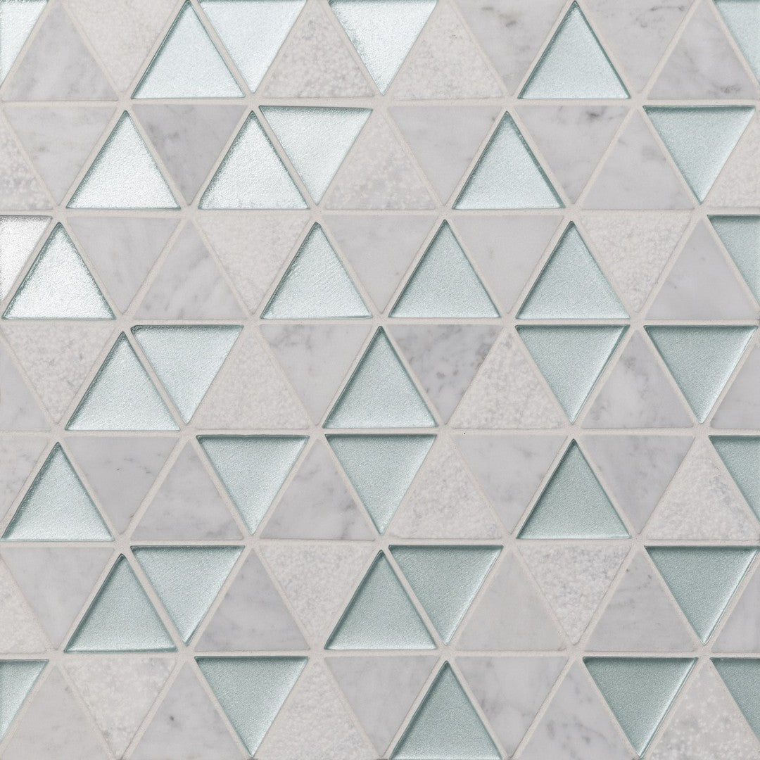 Kaikos 9.5" x 10" Triangle Glass/Stone Mosaic by Bedrosians