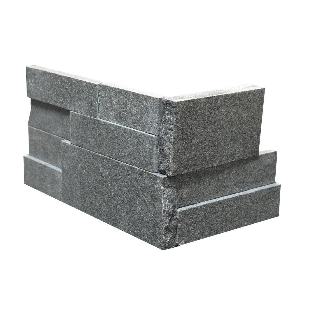 Granite Absolute Black 6" x 24" Flamed Ledger Corner by Bedrosians