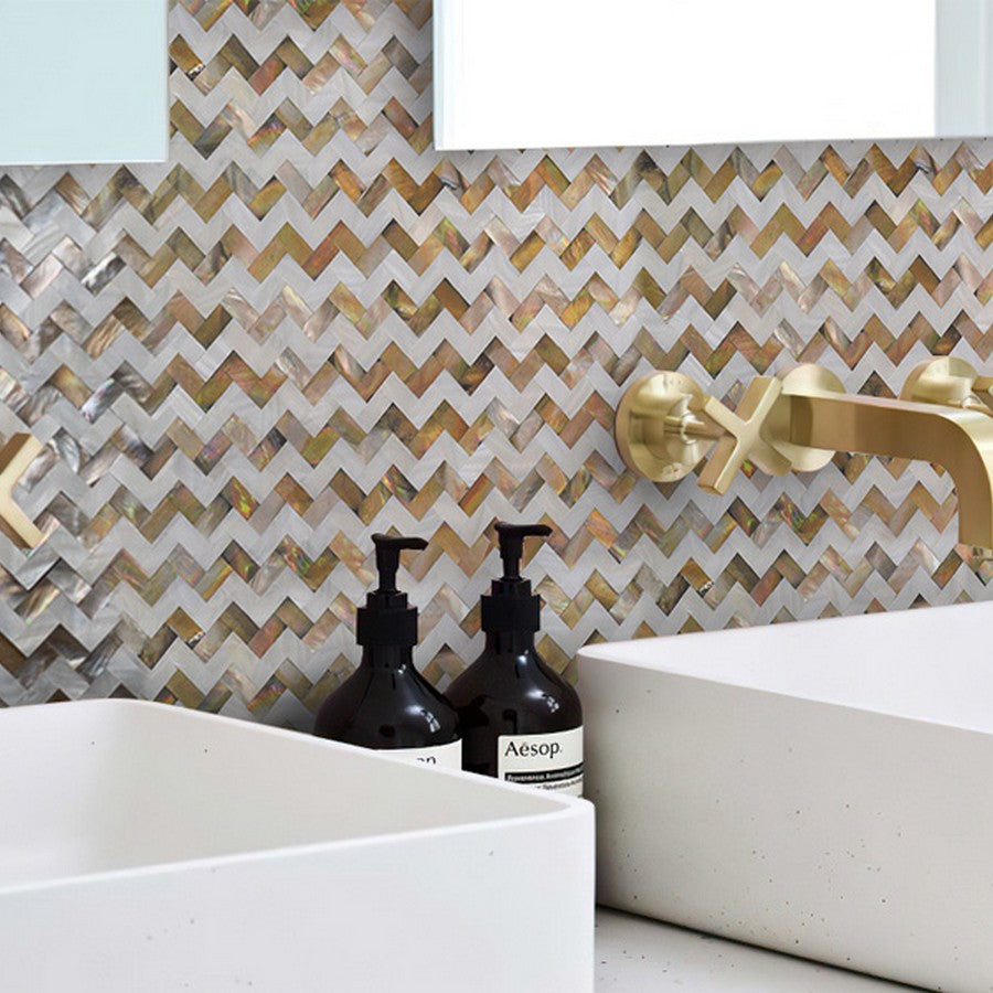 Jewels Of The Sea 11.1" x 11.2" Shell Polished Mosaic by MiR Mosaic