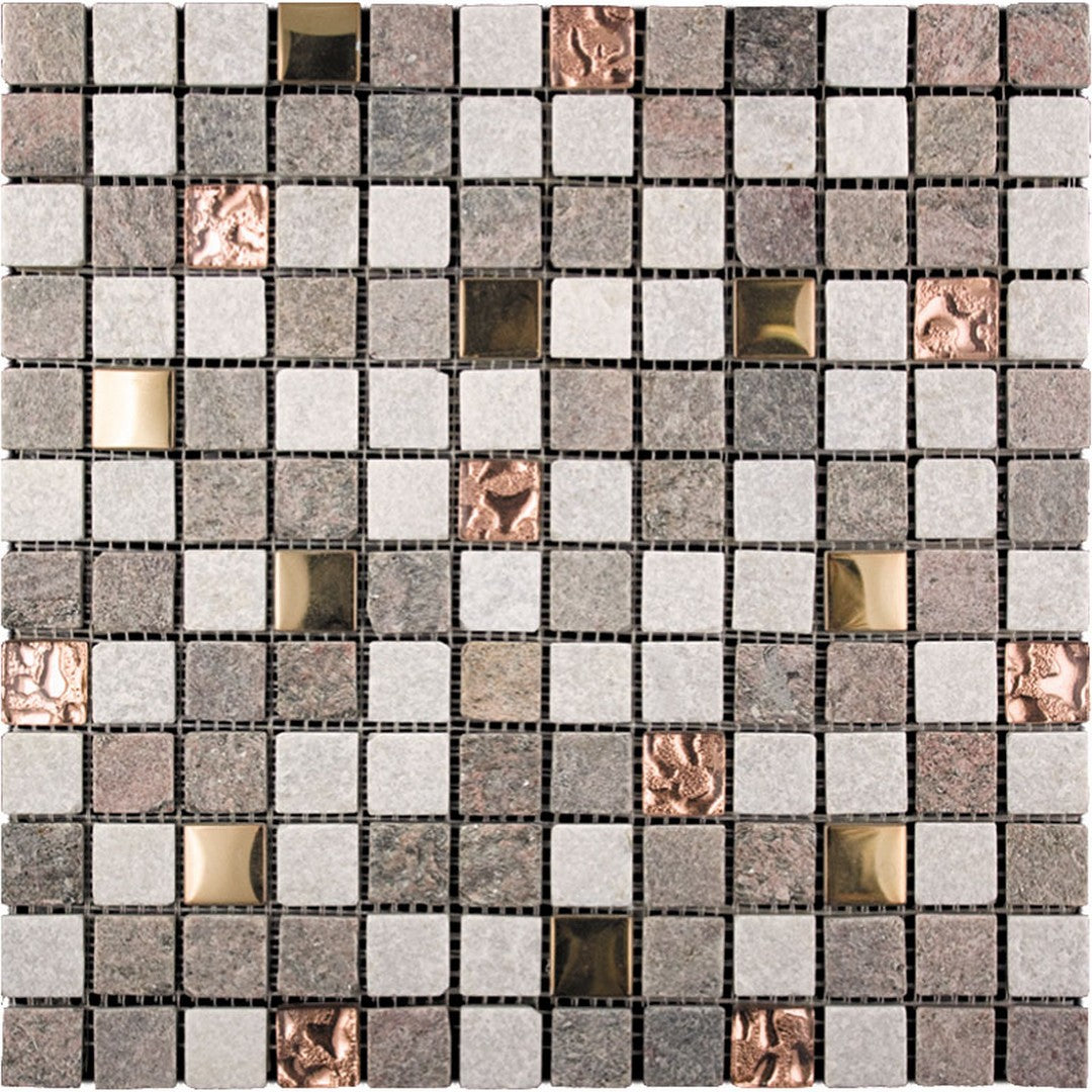 Metallico 12" x 12" Glass & Stone & Metal 1" Mosaic by MiR Mosaic