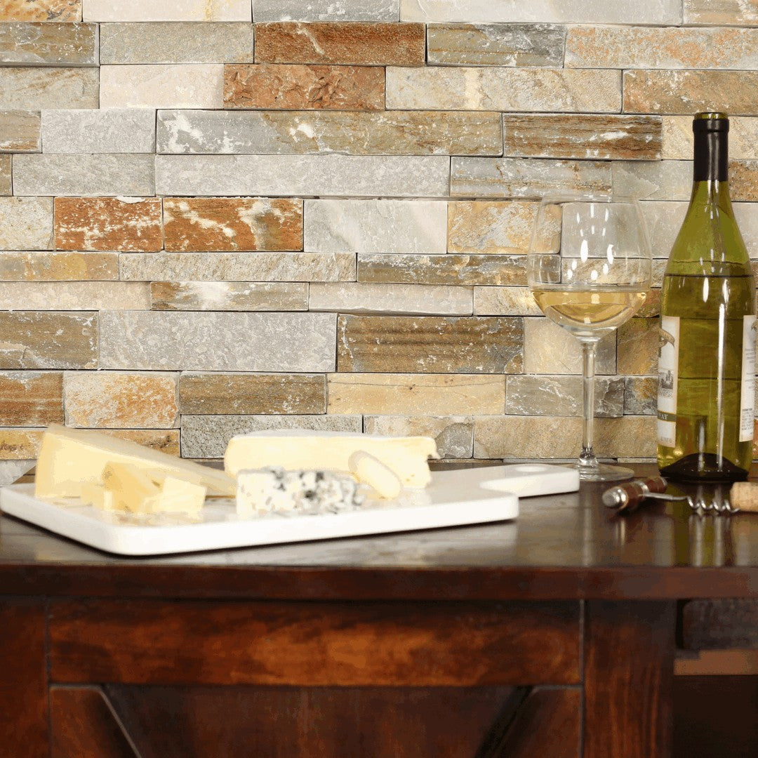 Slate Amber Gold 6" x 24" Split Face Ledger by Bedrosians