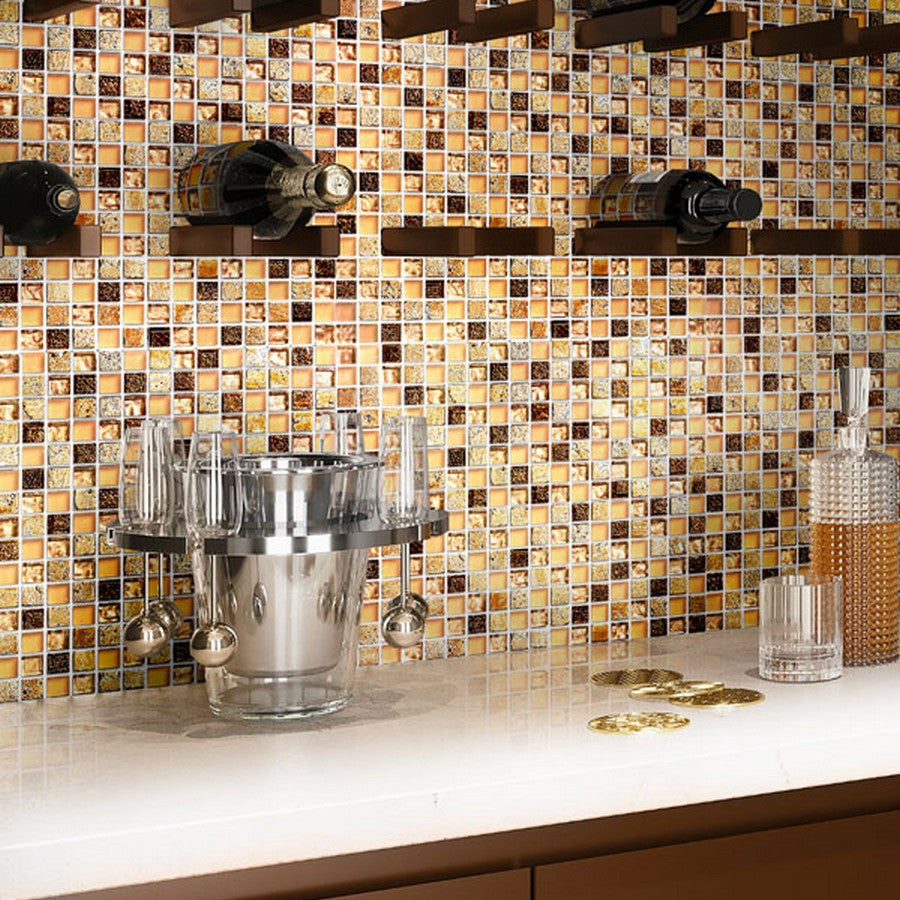 Inka 11.7" x 11.7" Glass & Resin & Stone 0.6" Mosaic by MiR Mosaic