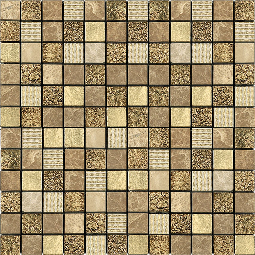 Inka 11.7" x 11.7" Glass & Resin & Stone 1" Mosaic by MiR Mosaic