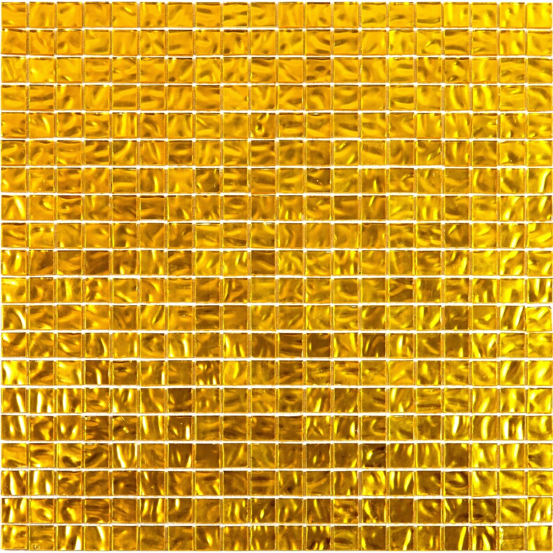 Alma F Gold 0.8" Glossy 11.6" x 11.6" Deco Glass Mosaic by MiR Mosaic