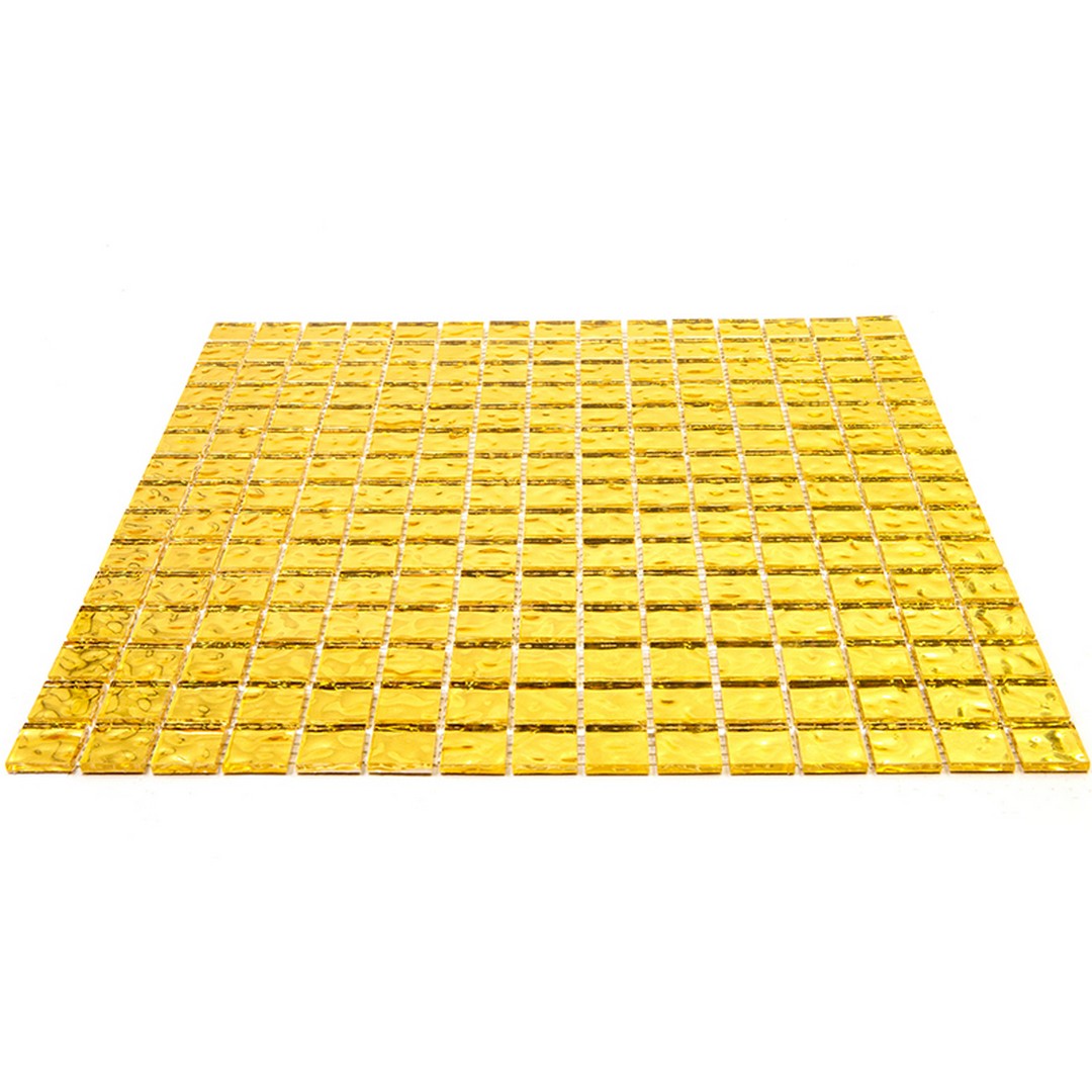 Alma F Gold 0.8" Glossy 12" x 12" Deco Glass Mosaic by MiR Mosaic