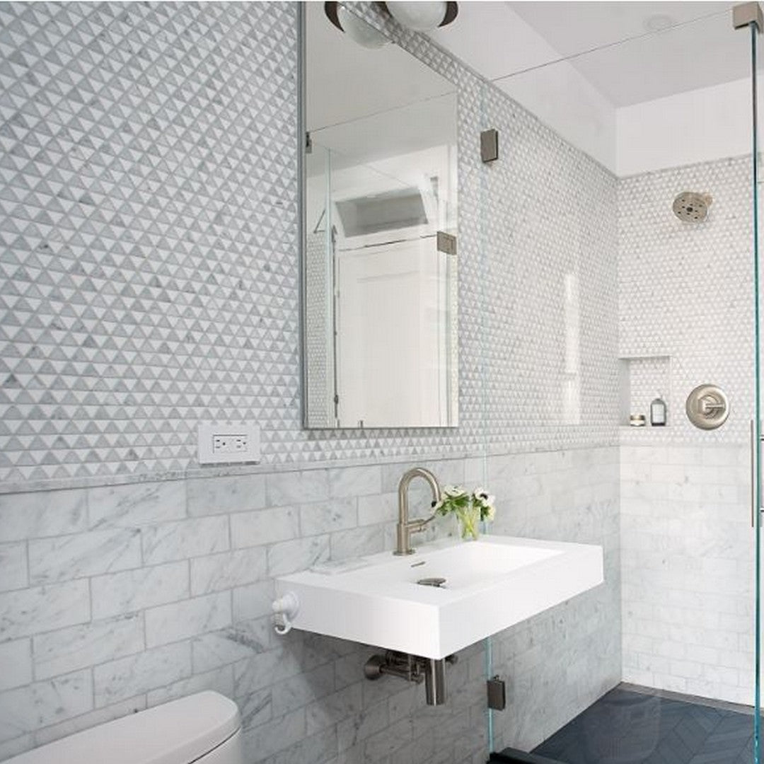 Kaikos 9.5" x 10" Triangle Glass/Stone Mosaic by Bedrosians