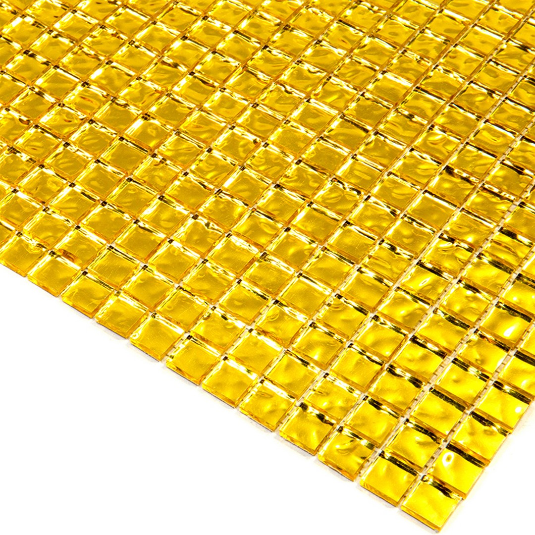 Alma Aurum Gold GMC 11.6" x 11.6" Deco Glass Mosaic by MiR Mosaic