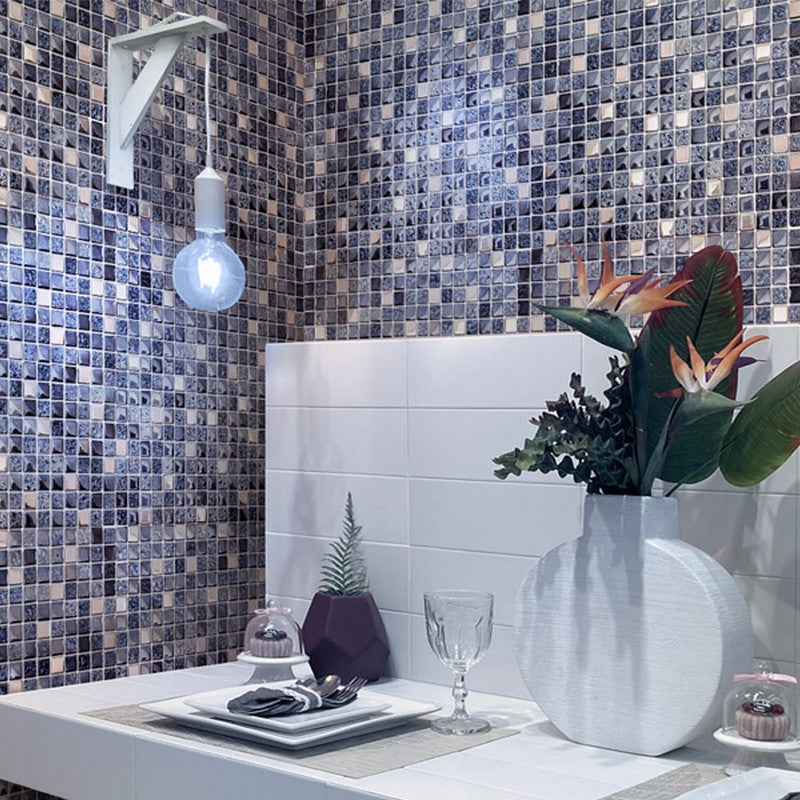 Crystal Springs 11.7" x 11.7" Glossy Glass & Metal 0.6" Mosaic by MiR Mosaic