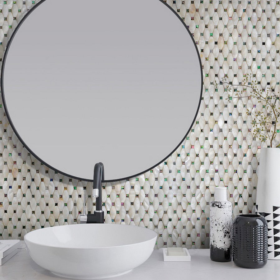 Jewels Of The Sea 11.4" x 11.8" Shell Polished Mosaic by MiR Mosaic