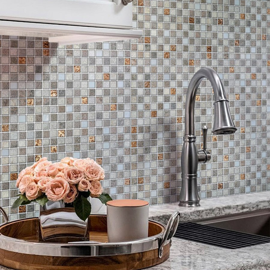 Metallico 12" x 12" Glass & Stone & Metal 1" Mosaic by MiR Mosaic
