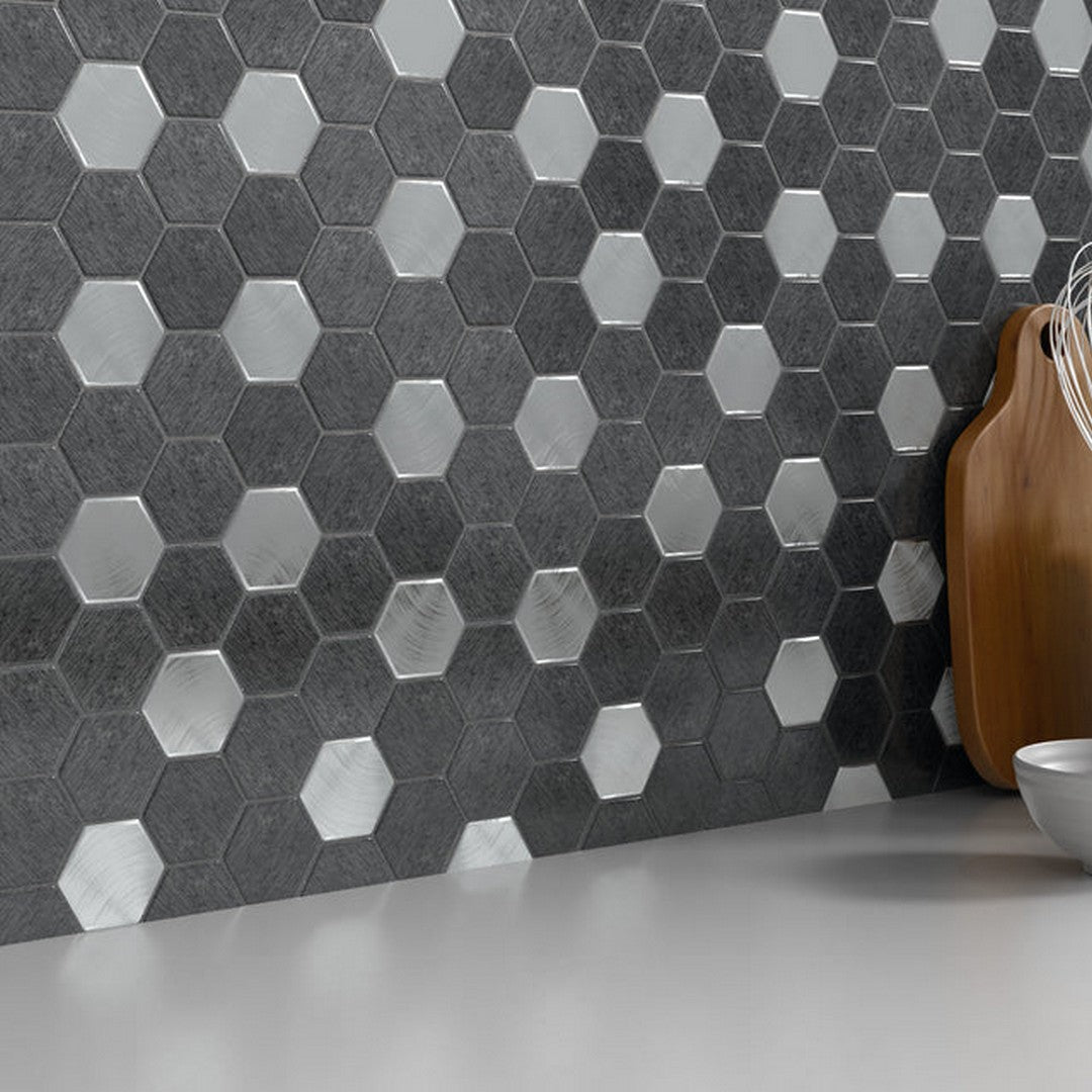 Glitz 12" x 12" Gloss Glass and Metal Mosaic by Emser